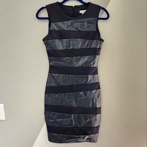 Bisou Bisou Michelle Bohbot leather stripe sheath dress 2